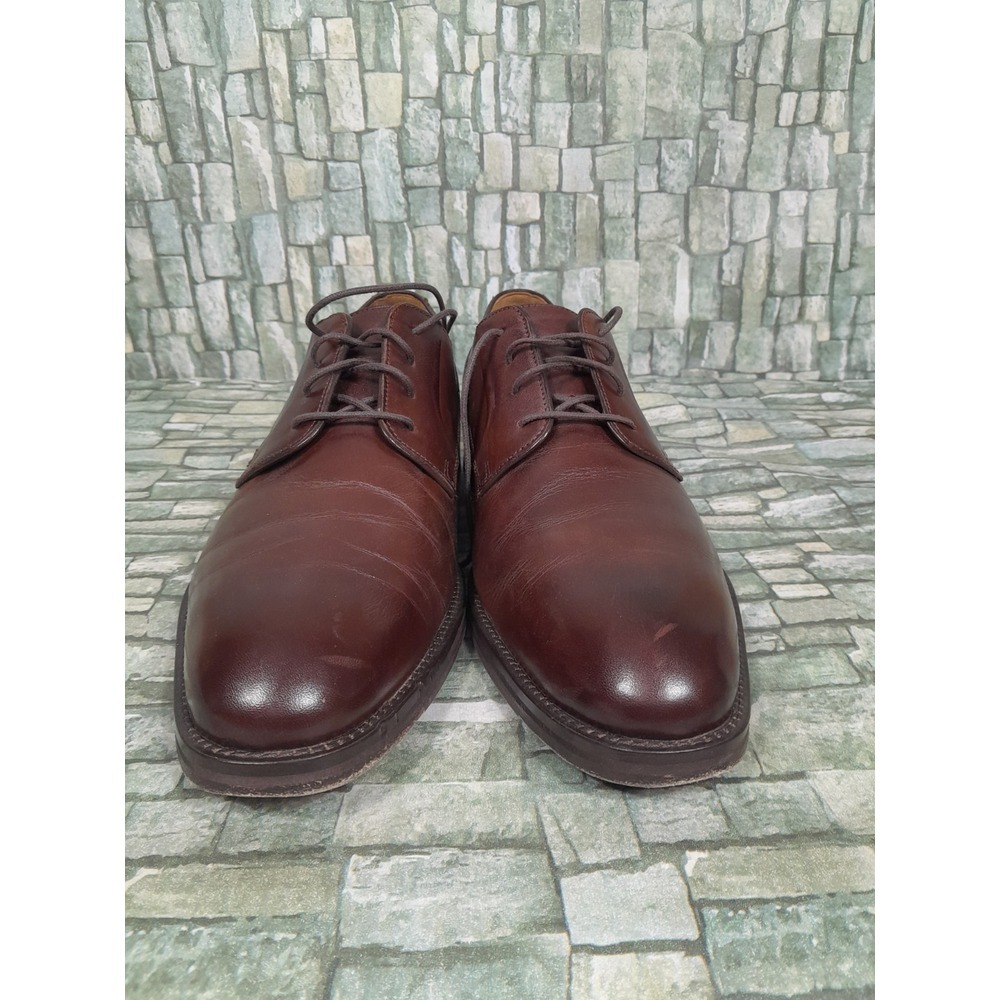 JOHNSTON MURPHY EDGERTON PLAIN TOE MENsz  10 M MAHOGANY LEATHER Oxford Derby - Picture 4 of 12